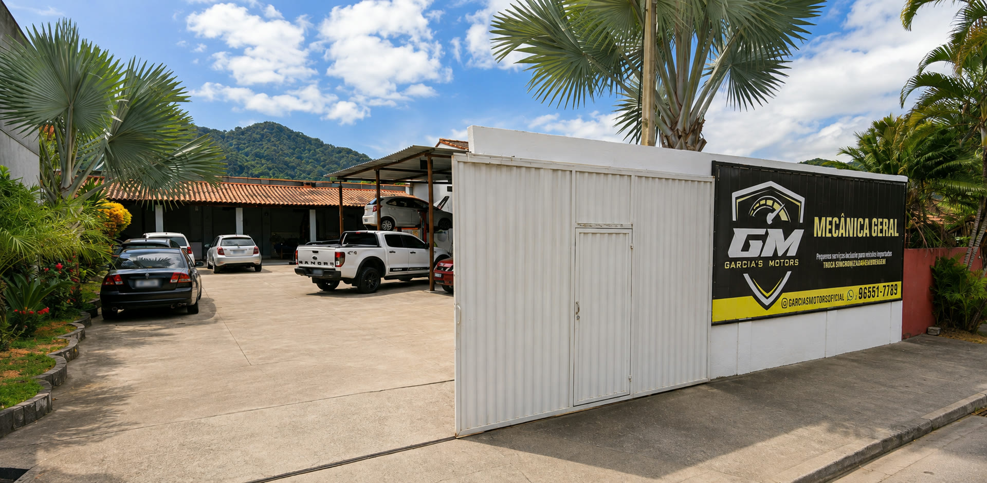 Fachada do Garcia's Motors, em Itaipu